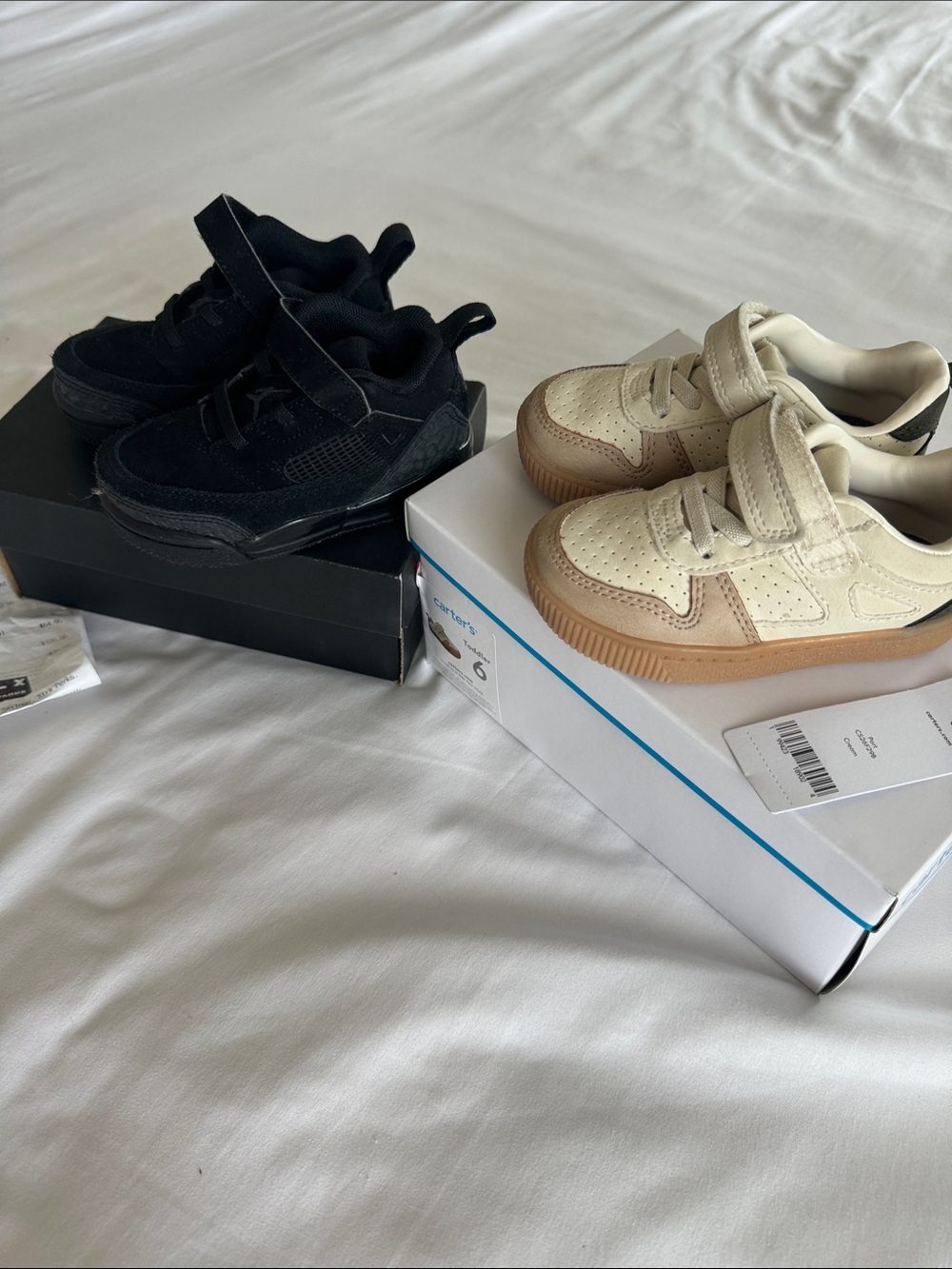 Jordan and Carters Baby Velcro Casual Sneakers in Black and Cream size 6T